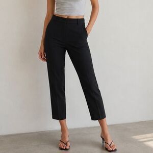 Tibi Slim Leg Ankle Pants Womens 6 Black Tailored Career Workwear Wool Blend